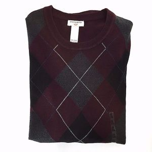 Dockers Classic Fit Argyle Comfort Touch Crewneck Sweater Size XXL Burgundy
